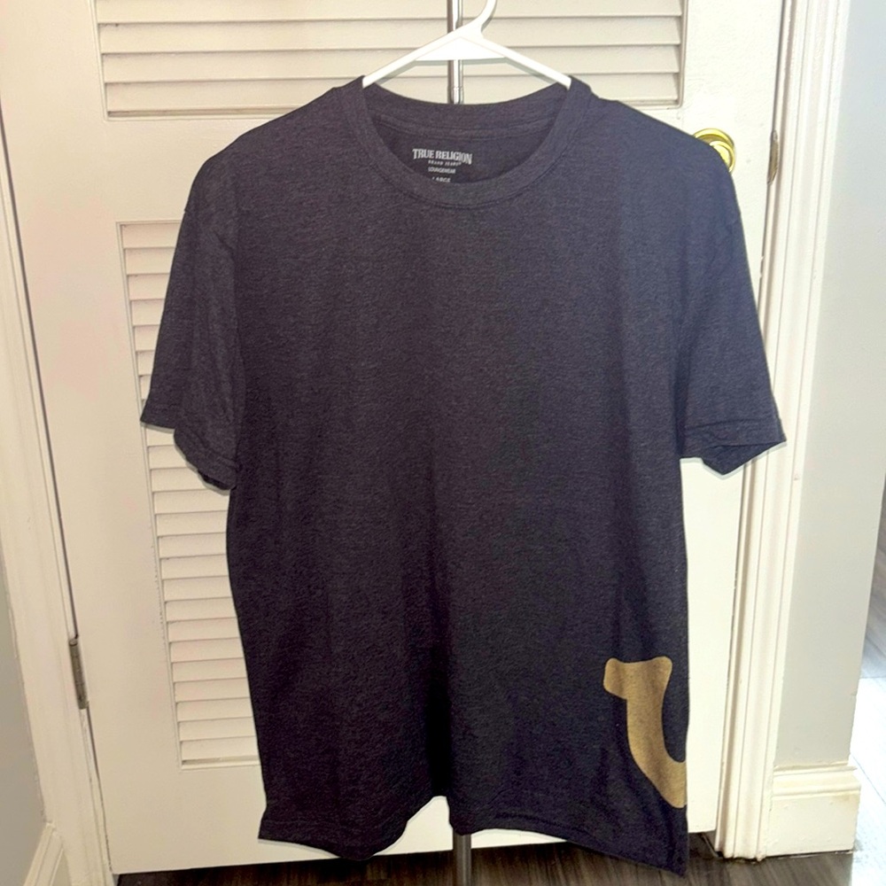 Dark Grey And Gold True Religion T-Shirt Men’s Large